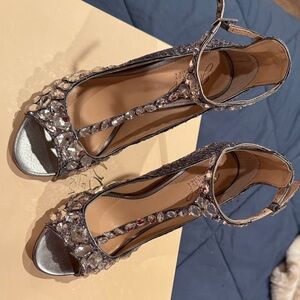 Badgley Mischka Silver Embellished Heels